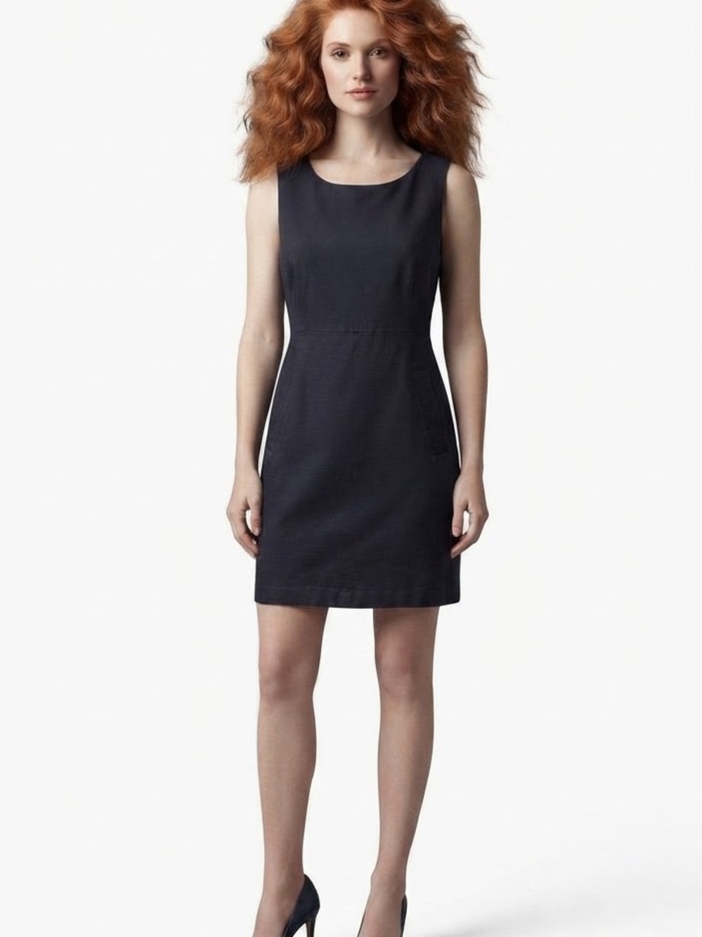 Lands' End Black Sleeveless Sheath Dress with Pockets